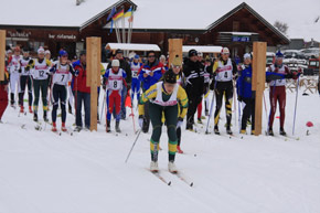 Partenza della gara di fondo a Santa Caterina Valfurva